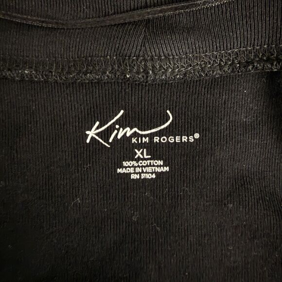 Kim Rogers Women's XL Black 3/4 Sleeve Open Front 100% Cotton Cardigan Sweater - Picture 4 of 6